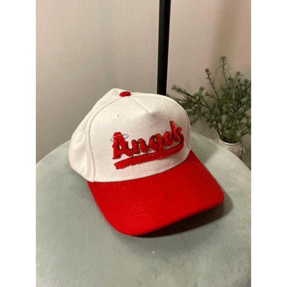ANGELS chainstitch LA baseball promotional gear yakult strapback cream red hat